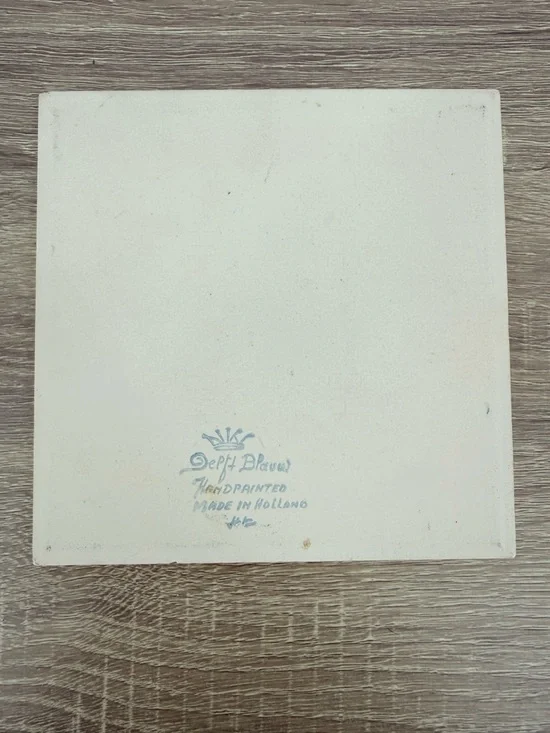 Vintage Delft Blauw Hand Painted Tile Holland Blue White Windmill Wall Art Decor - Picture 2 of 5